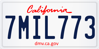 CA license plate 7MIL773
