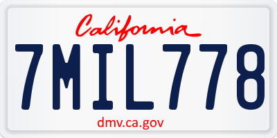 CA license plate 7MIL778