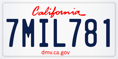 CA license plate 7MIL781