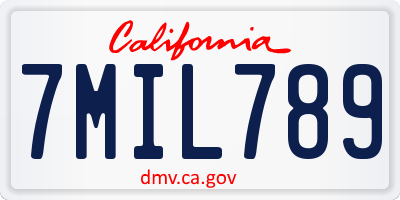 CA license plate 7MIL789