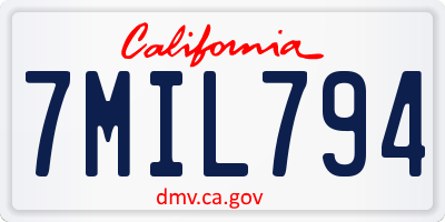 CA license plate 7MIL794