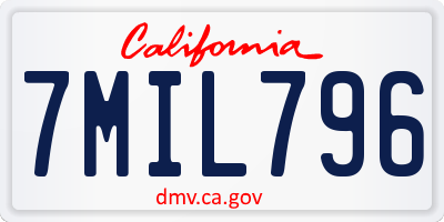 CA license plate 7MIL796