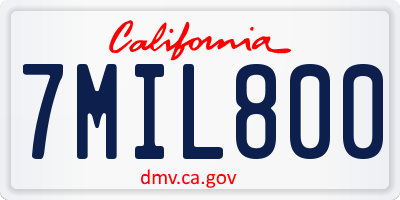 CA license plate 7MIL800