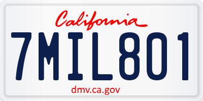 CA license plate 7MIL801