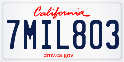 CA license plate 7MIL803