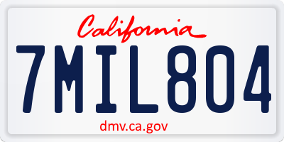 CA license plate 7MIL804