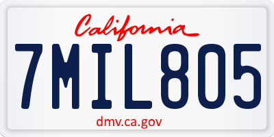 CA license plate 7MIL805