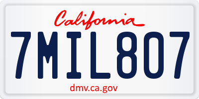 CA license plate 7MIL807