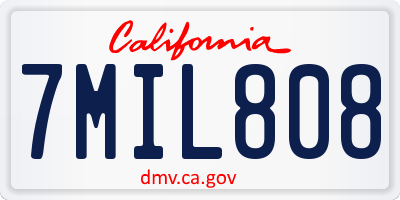 CA license plate 7MIL808