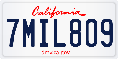 CA license plate 7MIL809
