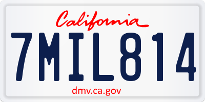CA license plate 7MIL814