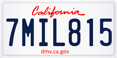 CA license plate 7MIL815