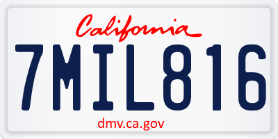 CA license plate 7MIL816