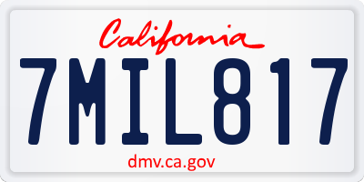 CA license plate 7MIL817