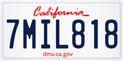 CA license plate 7MIL818
