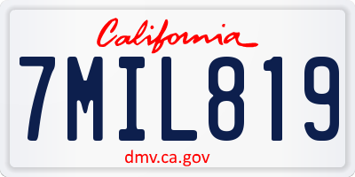 CA license plate 7MIL819