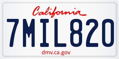 CA license plate 7MIL820
