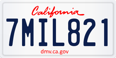 CA license plate 7MIL821