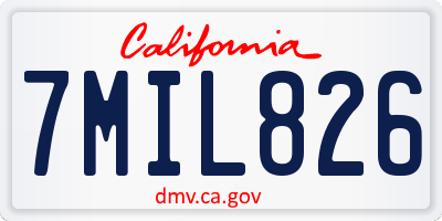 CA license plate 7MIL826