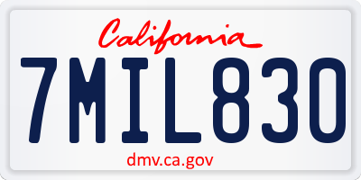 CA license plate 7MIL830