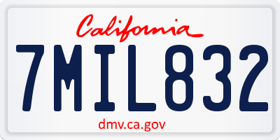 CA license plate 7MIL832