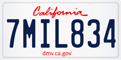 CA license plate 7MIL834