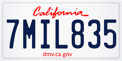 CA license plate 7MIL835