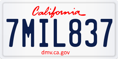 CA license plate 7MIL837