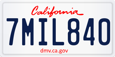 CA license plate 7MIL840