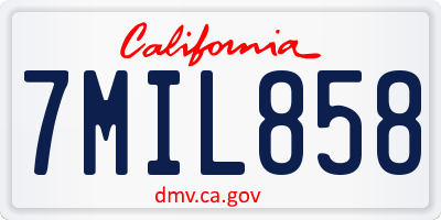CA license plate 7MIL858