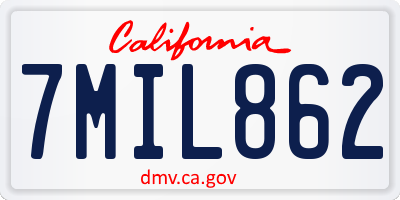 CA license plate 7MIL862
