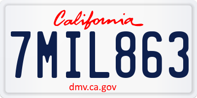 CA license plate 7MIL863