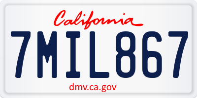 CA license plate 7MIL867