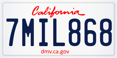 CA license plate 7MIL868