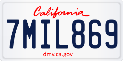 CA license plate 7MIL869