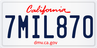 CA license plate 7MIL870
