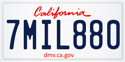 CA license plate 7MIL880