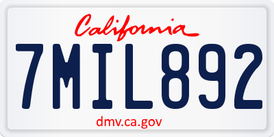 CA license plate 7MIL892