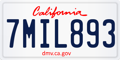 CA license plate 7MIL893
