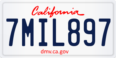 CA license plate 7MIL897