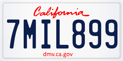 CA license plate 7MIL899