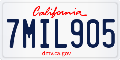CA license plate 7MIL905
