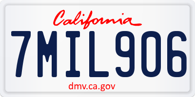 CA license plate 7MIL906