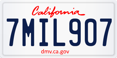 CA license plate 7MIL907