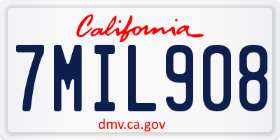 CA license plate 7MIL908