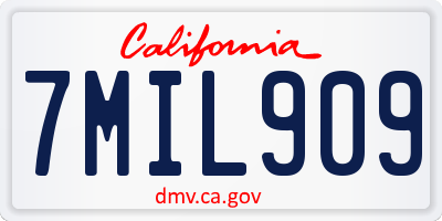 CA license plate 7MIL909