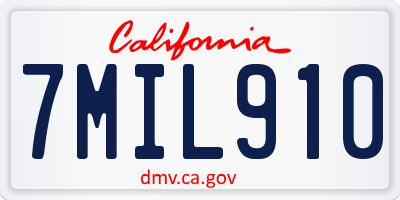 CA license plate 7MIL910