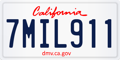 CA license plate 7MIL911