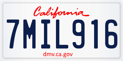 CA license plate 7MIL916