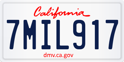 CA license plate 7MIL917